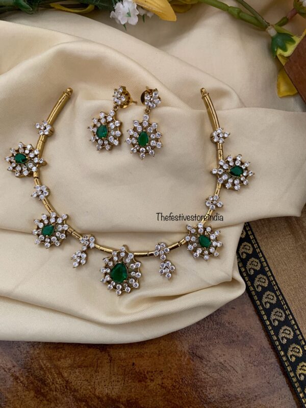 AD and green stone hasli set I Kanti | Unique | Indian jewellery