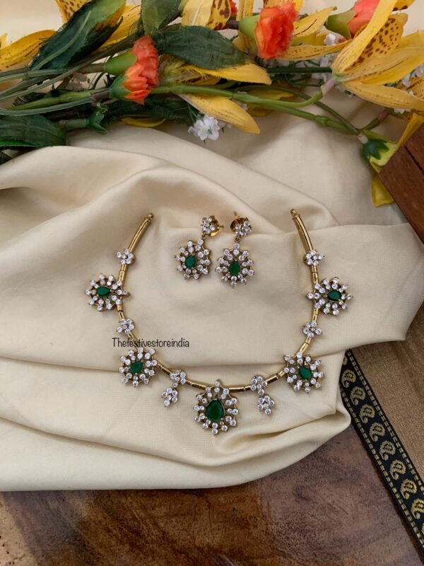 AD and green stone hasli set I Kanti | Unique | Indian jewellery