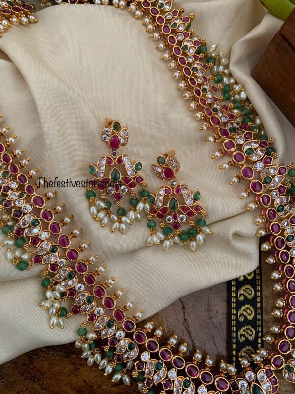 Bridal kemp rice pearls haaram set | Haaram | Bridal | long chain