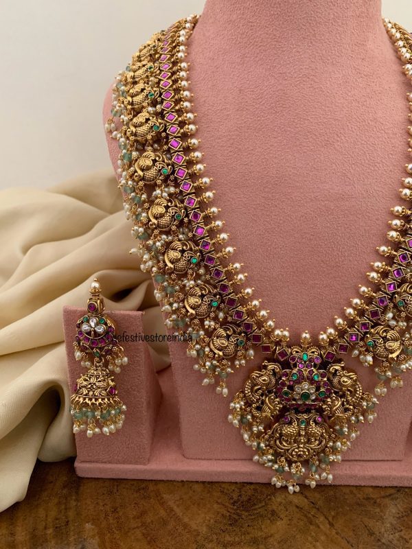 Heavy Bridal non idol 50cms haaram set with jhumkas | Haaram | Bridal | long chain