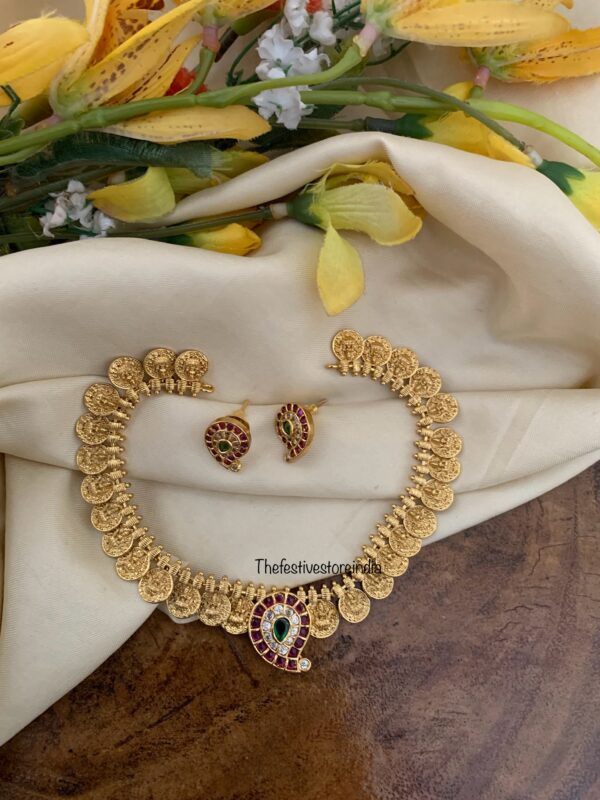 Premium polish lakshmi kaasu coin mango necklace set