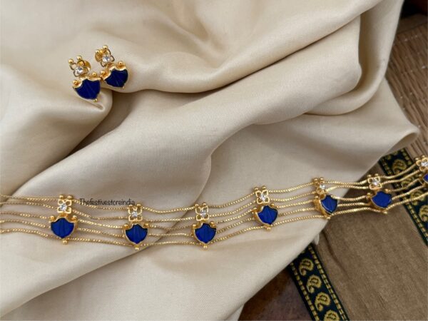 Micro gold BLUE palakka choker set