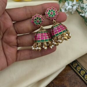 Classic Jadau stone Bridal jhumkas