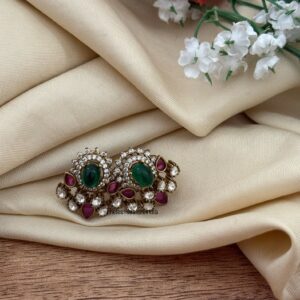 Emerald & Moissanite stone studs | Victorian | Bridal | Bridesmaid