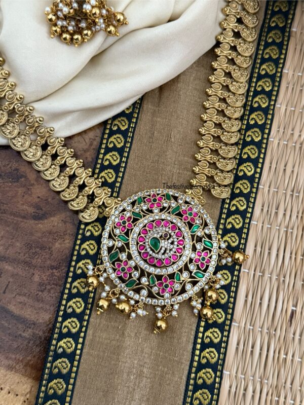 Raagata pendant Kaasu haaram set | Long chain | Bridal