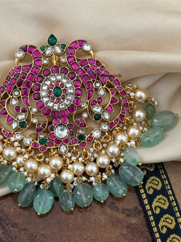 Navilu Jadau Pastel mint drops Pendant / Hairpin