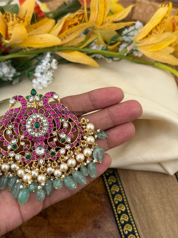 Navilu Jadau Pastel mint drops Pendant / Hairpin