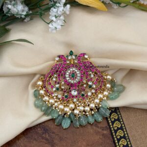 Navilu Jadau Pastel mint drops Pendant / Hairpin