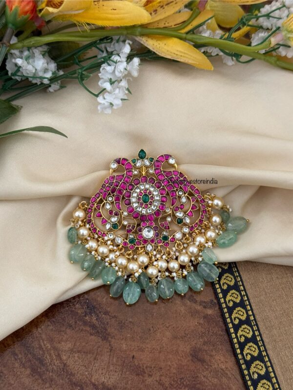 Navilu Jadau Pastel mint drops Pendant / Hairpin