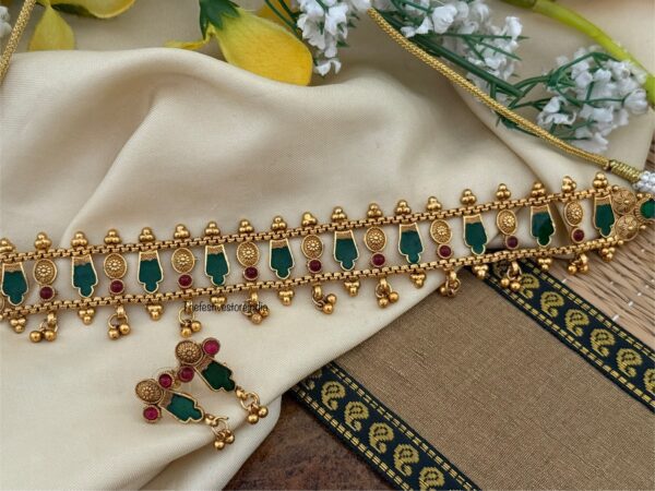 Matte finish enamel painted choker set - GREEN | Kerala jewelry design