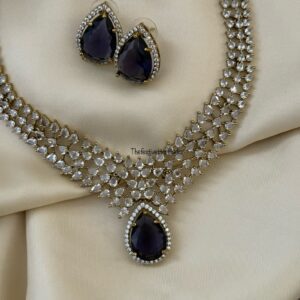 Amethyst / Purple stone diamonds necklace set