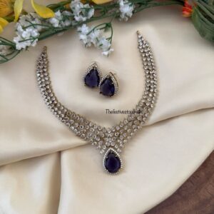 Amethyst / Purple stone diamonds necklace set