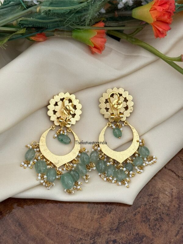 Floral Jadau chandbali earrings (screwback)