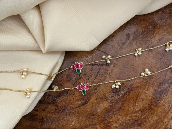 Lotus Jadau Anklet / Kaal gejje with pearls