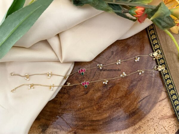 Lotus Jadau Anklet / Kaal gejje with pearls