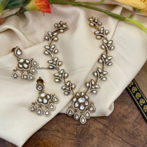 All White Victorian floral necklace set