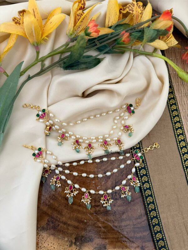Jadau pearls earchain | maatil | Bridal | Champasaralu