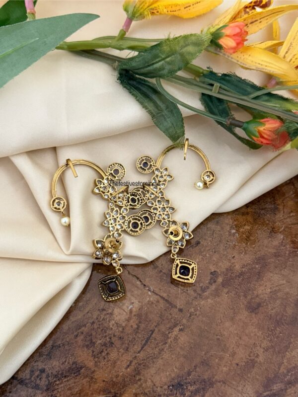 Unique earcuff with Purple drops | Bridal | Bridesmaid