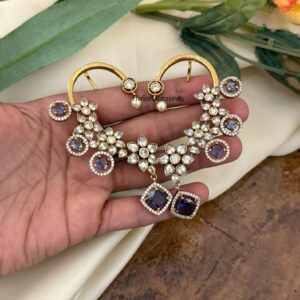 Unique earcuff with Purple drops | Bridal | Bridesmaid