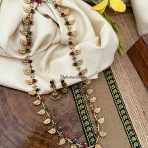 52cms budgeted Matte maanga / mango Haaram set with jhumkas | Long chain