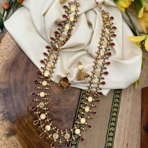52cms budgeted kaasu lakshmi Haaram set with jhumkas | Long chain
