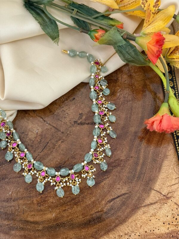 Pastel mint drops Jadau necklace | Wedding | Bridesmaids