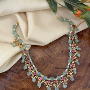 Pastel mint drops Jadau necklace | Wedding | Bridesmaids