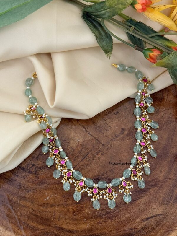 Pastel mint drops Jadau necklace | Wedding | Bridesmaids
