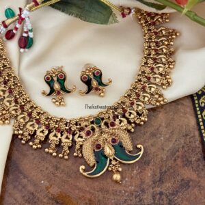 Enamel painted Huli uguru (Tiger claw) budgeted necklace set