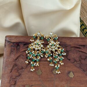 Jadau drop beads earrings