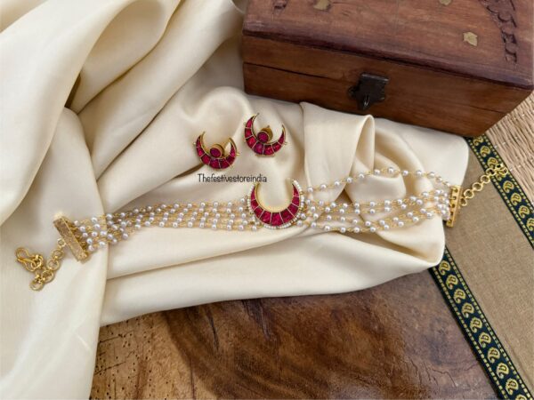 Jadau chandra choker set - Red