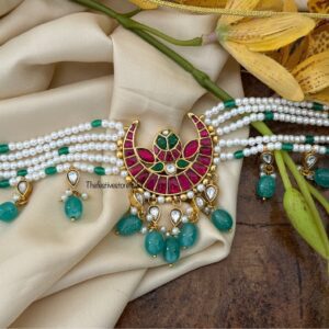 Chaand Jadau pearls choker | Half moon