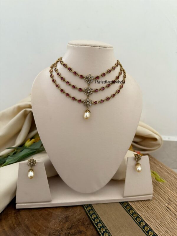 3 layer necklace set - Red