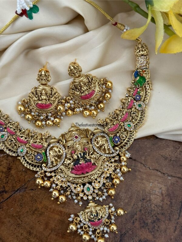 Traditional lakshmi enamel painted necklace set | Bridal