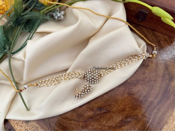 All white pearls choker set