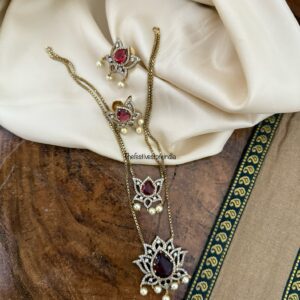 2 layer lotus necklace set - Ruby