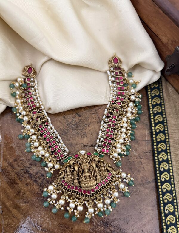 Jadau Antique polish Lakshmi Bridal necklace