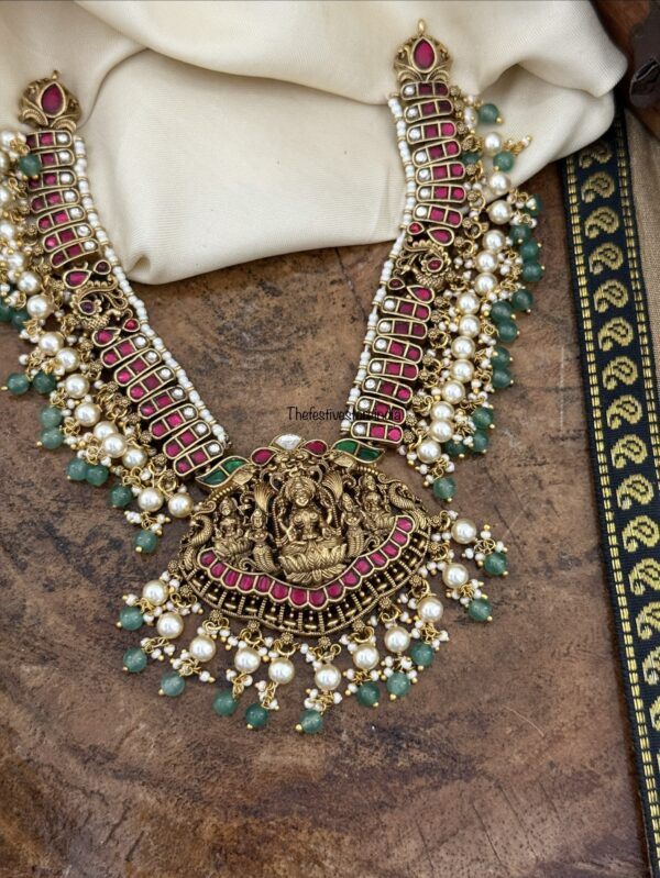 Jadau Antique polish Lakshmi Bridal necklace
