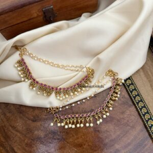 Red stone ear chain | maatil | Bridal | Champasaralu