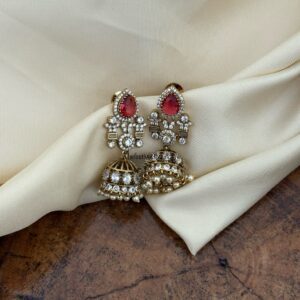 Victorian mini ruby jhumkas | Bridal | Bridesmaid