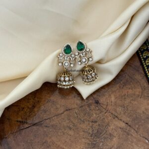 Victorian mini emerald jhumkas | Bridal | Bridesmaid