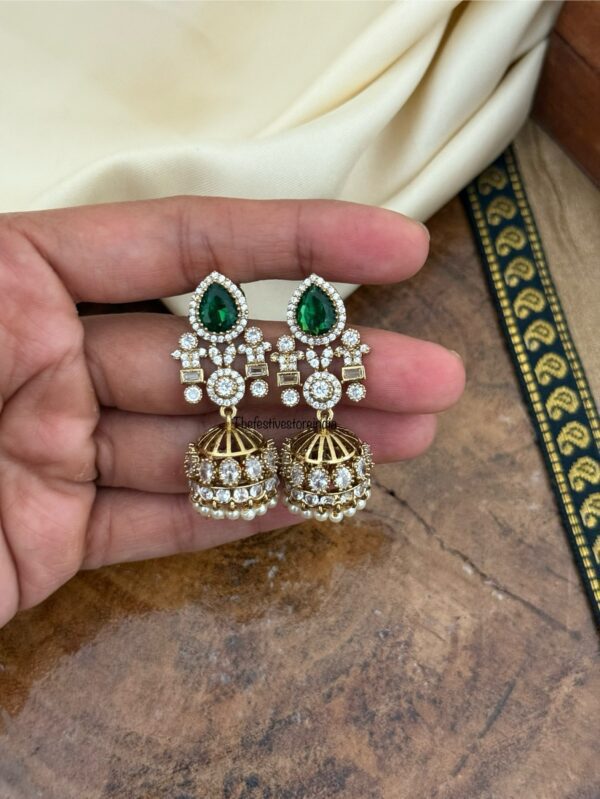 Victorian mini emerald jhumkas | Bridal | Bridesmaid
