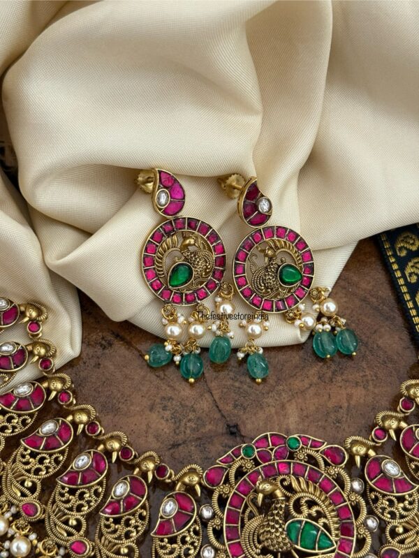 Jadau antique polish 3D Navilu green drops set