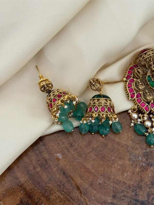 Jadau Lakshmi pendant and jhumkas