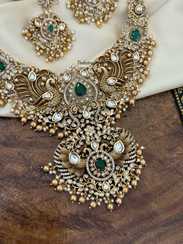 Grand antique gold gold drops necklace set | Bridal