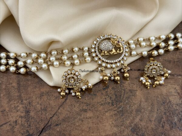 Ambaari pearl choker set | Elephant