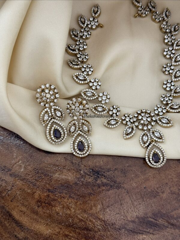 Amethyst drop diamonds necklace set | Purple