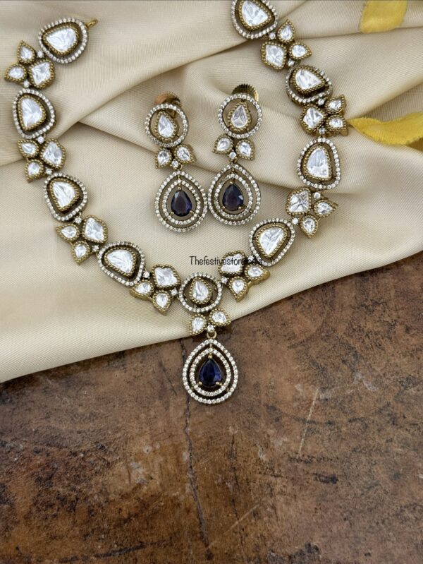 Simple Amethyst / Purple drop stone Moissanite Victorian necklace set