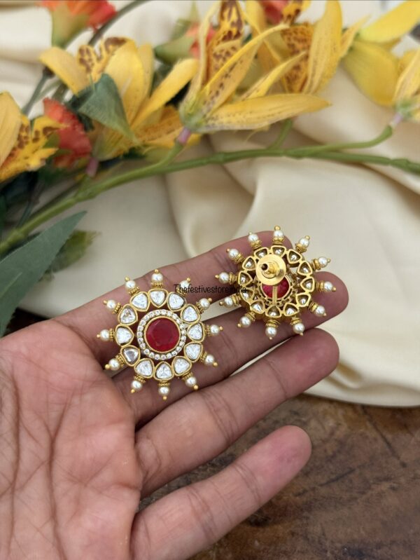 Moissanite red stone studs | earrings