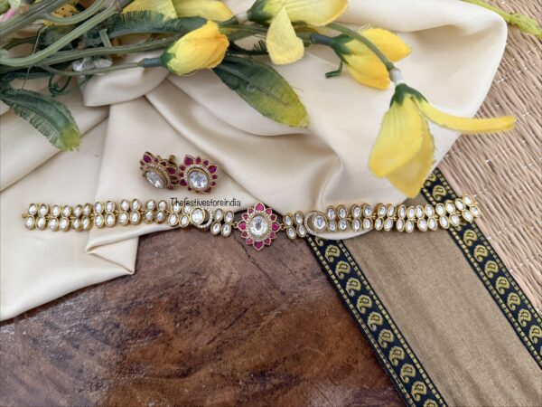 Simple kundan jadau stones choker set